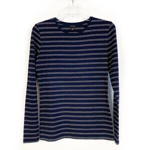 Ann Taylor Long Sleeve Navy Blue Shirt Tee - M